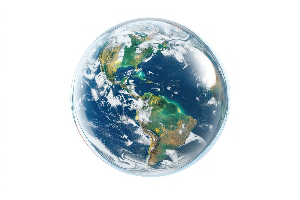 The world in bubble planet earth space.