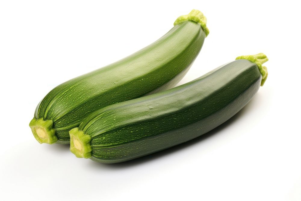 Two courgettes vegetable zucchini squash.
