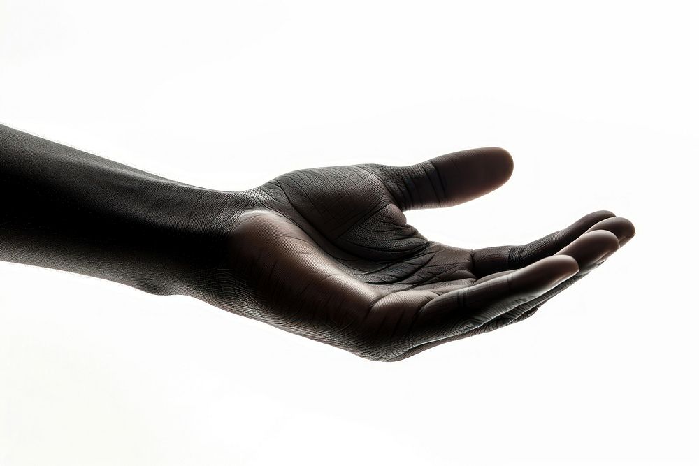 Hand holding pose finger black white background.
