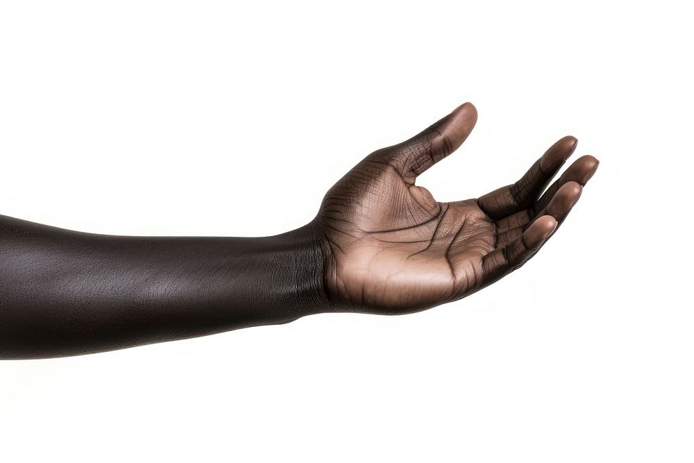 Hand holding pose finger black white background.