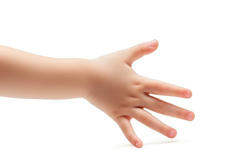 Hand holding pose finger white background gesturing.