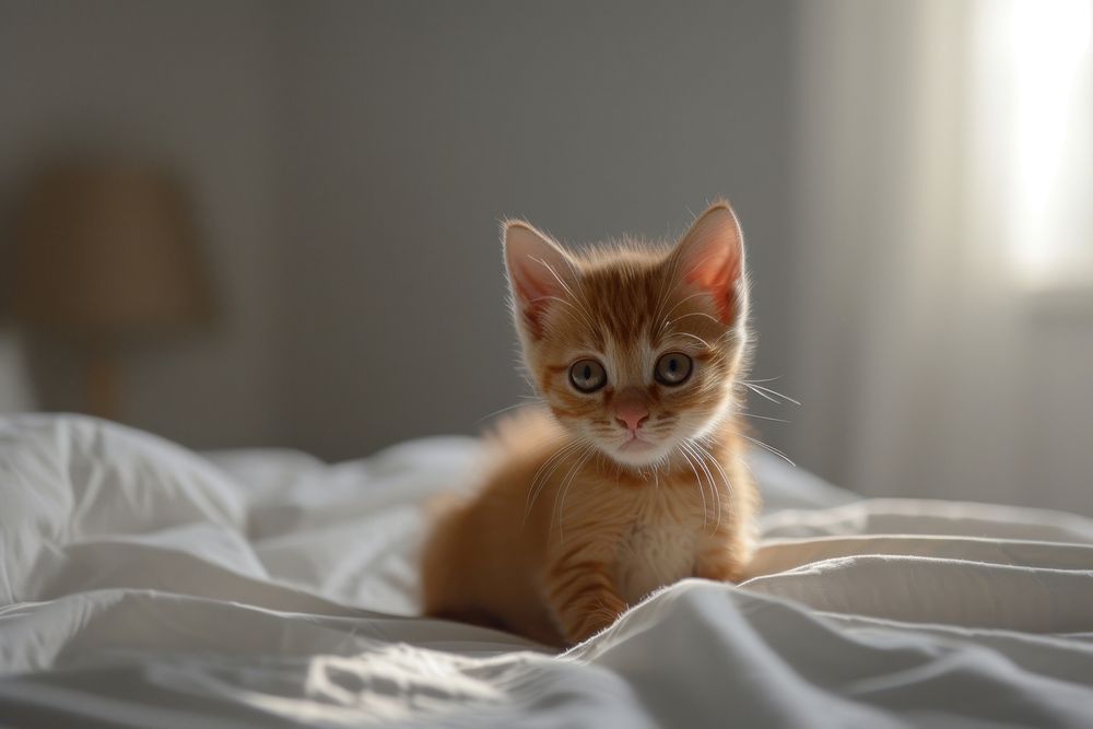 Photo of a kitten in a minimal house animal mammal pet.
