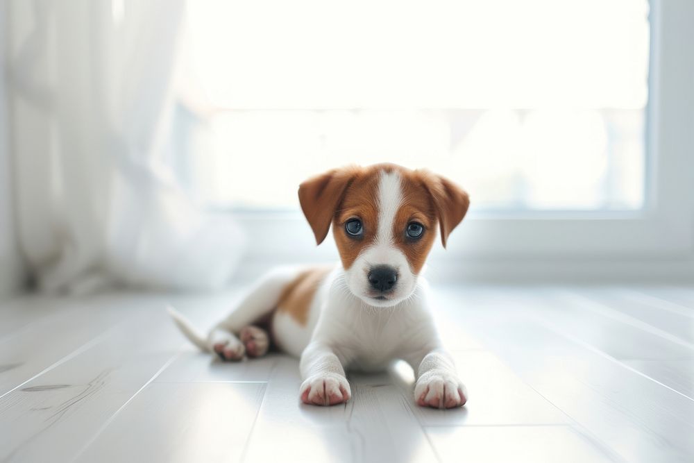 Photo of a puppy in a minimal house animal mammal beagle.