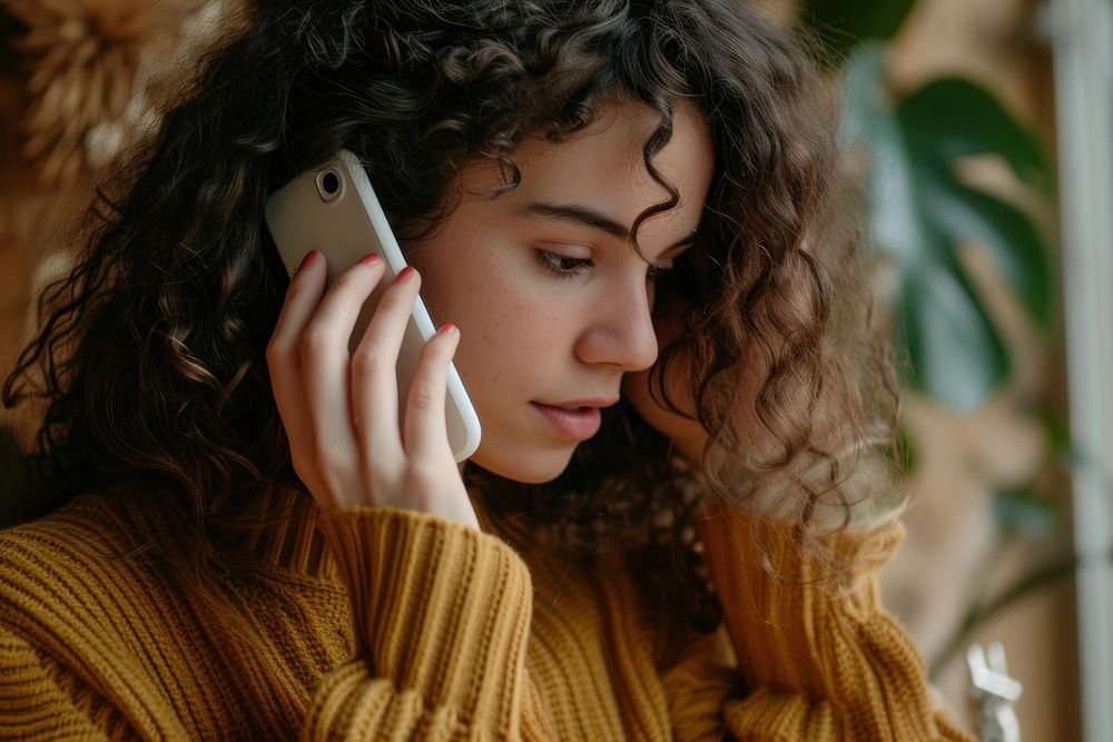 A person recieving telephone call portrait adult photo.