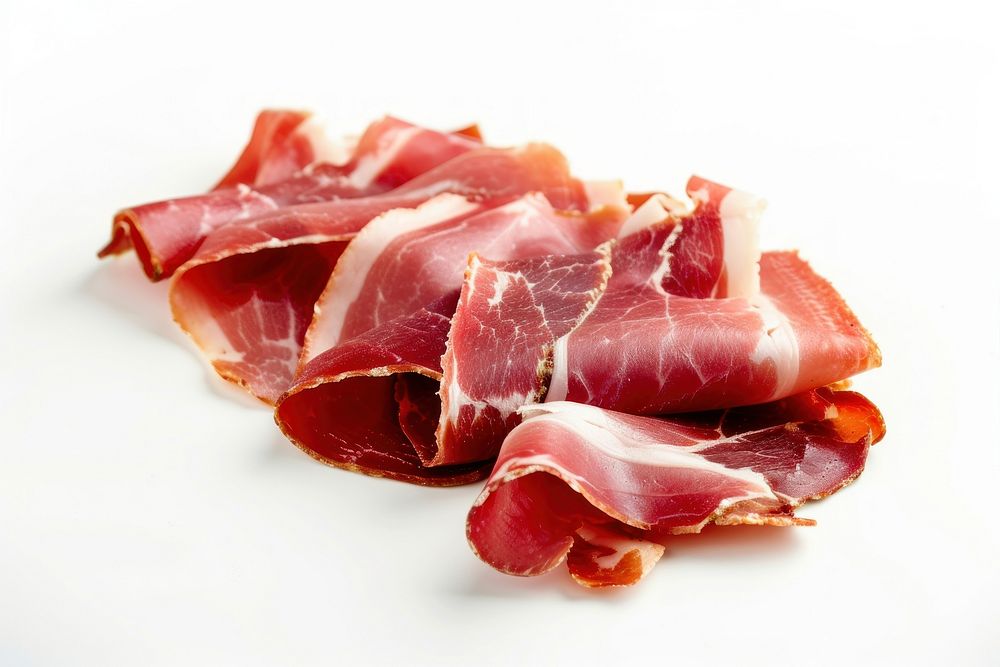 Sliced iberico ham pork meat food.