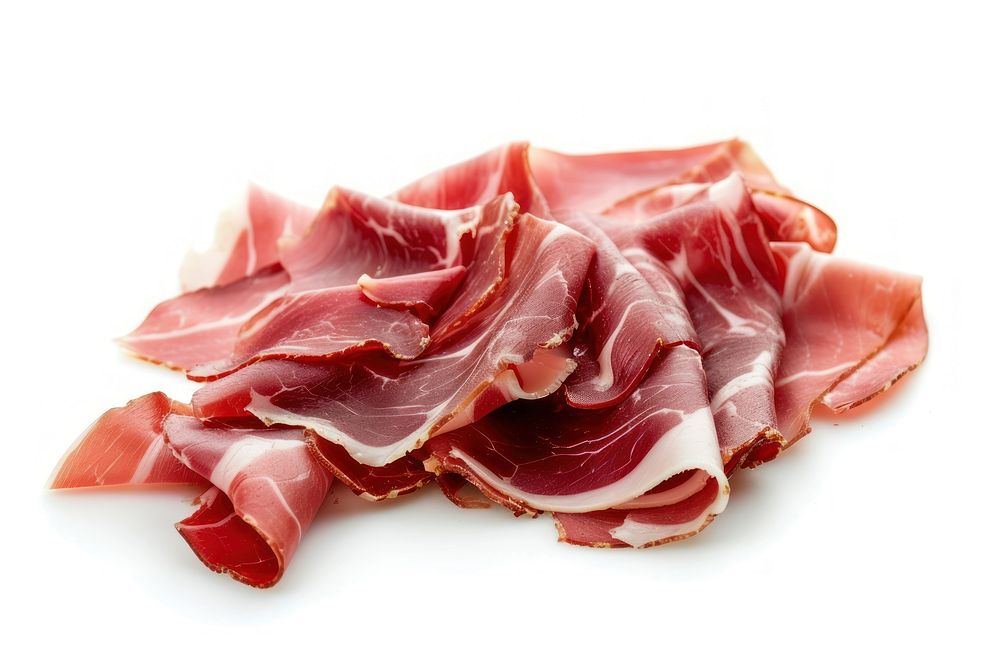 Sliced iberico ham pork meat food.