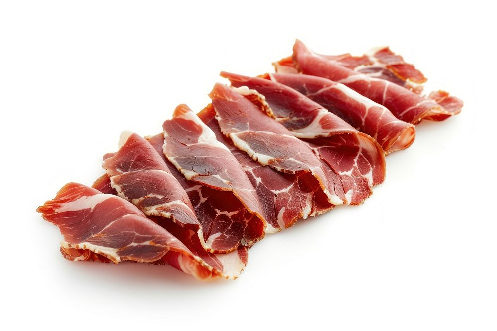 Sliced iberico ham meat pork beef.