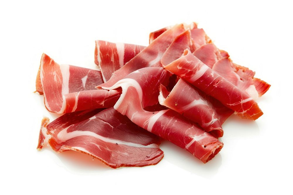 Sliced iberico ham bacon pork meat.