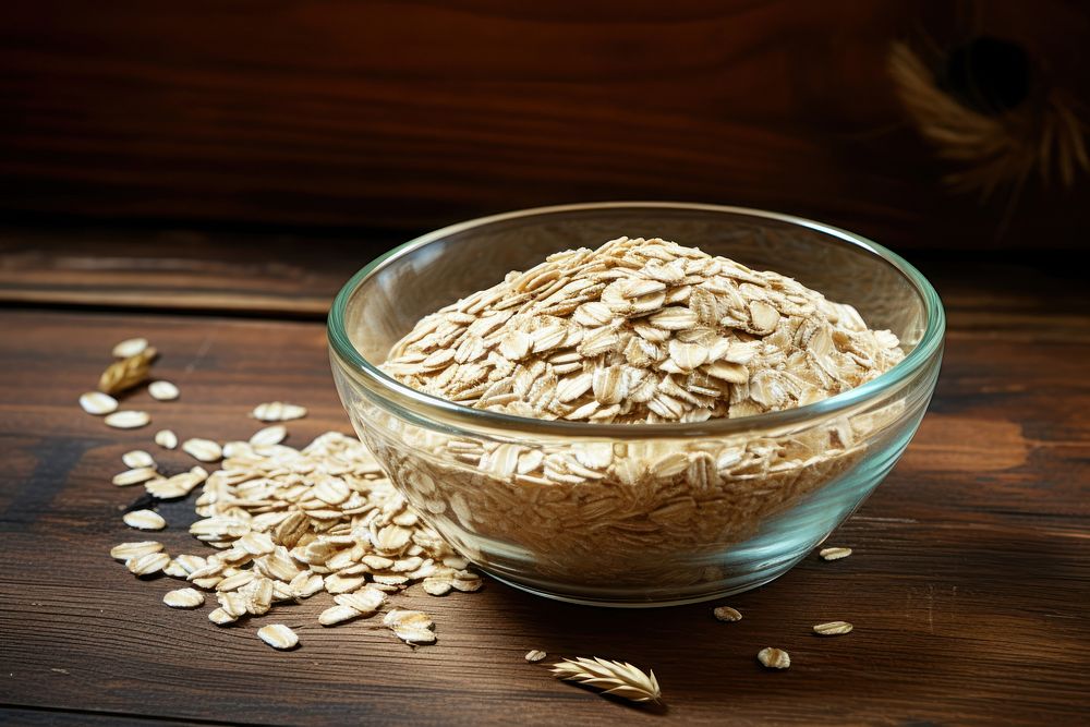 Oats are raw and in a dry form oats are overflowing bowl food.