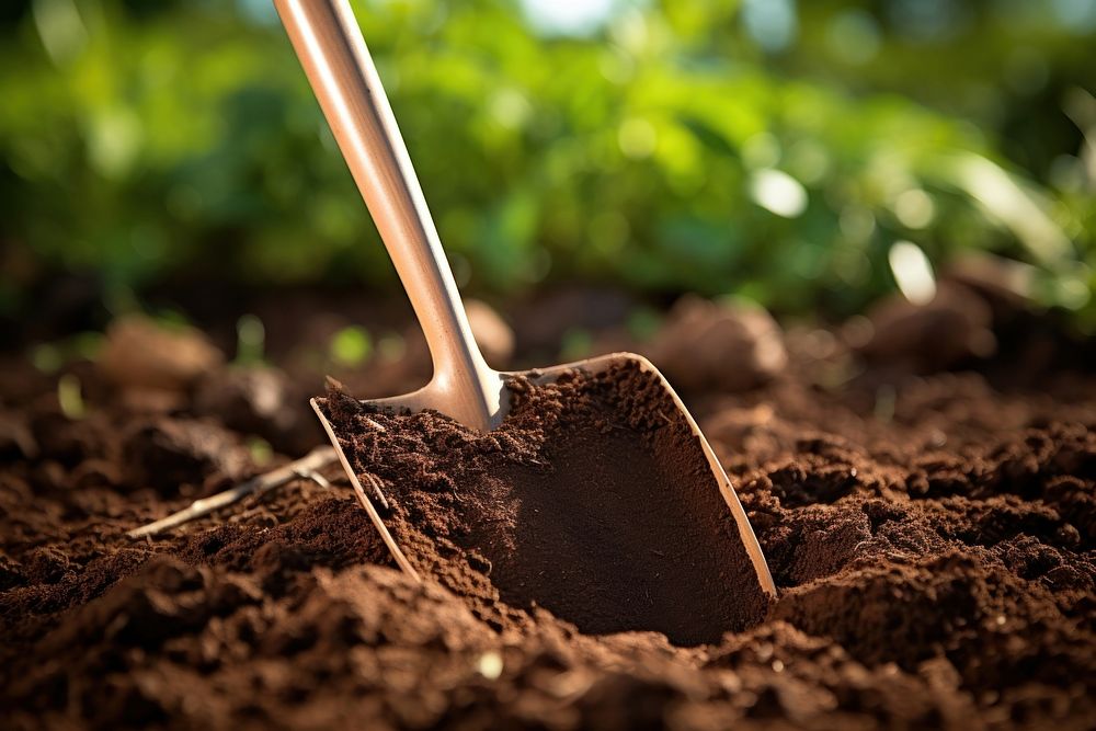 Garden trowel in the soil gardening outdoors nature.