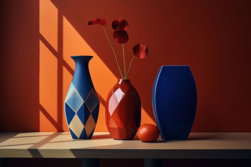 Vase ceramic flower blue.