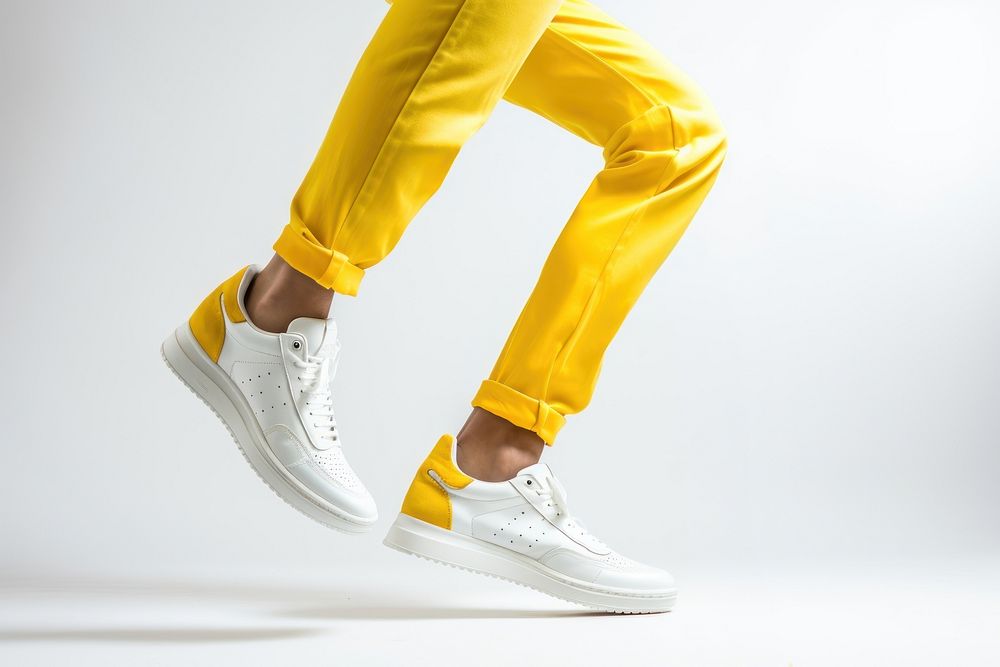 Pants footwear sneaker yellow.