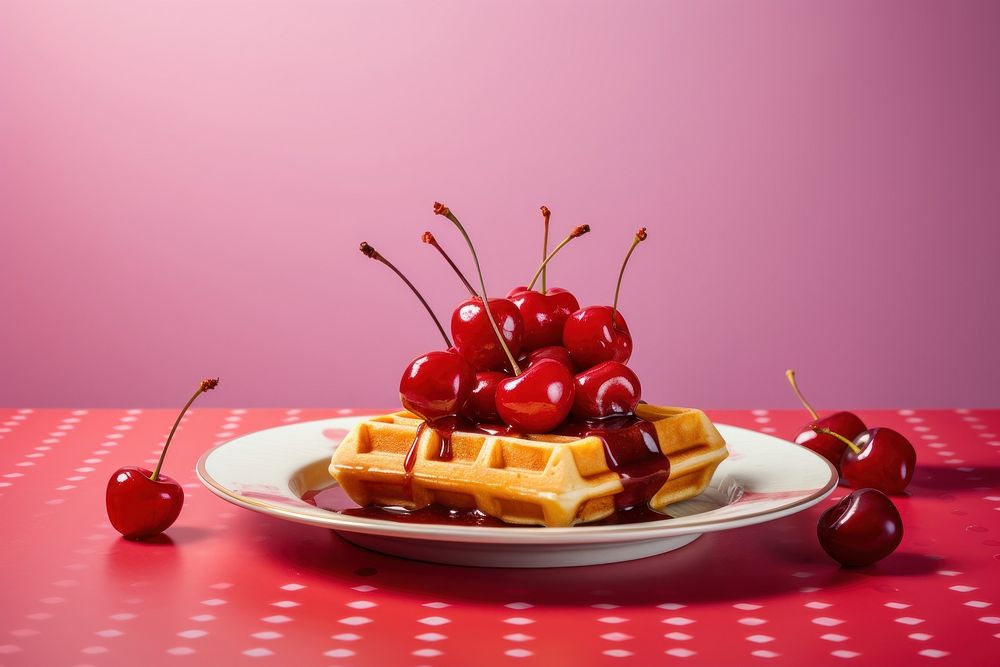 Waffle cherry fruit plate.