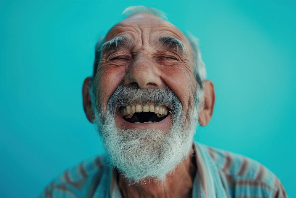 Old man laughing adult retirement happiness.