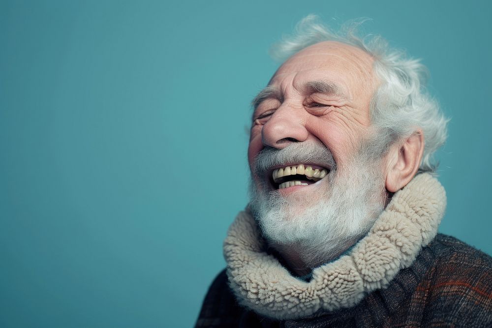 Old man laughing adult smile joy.