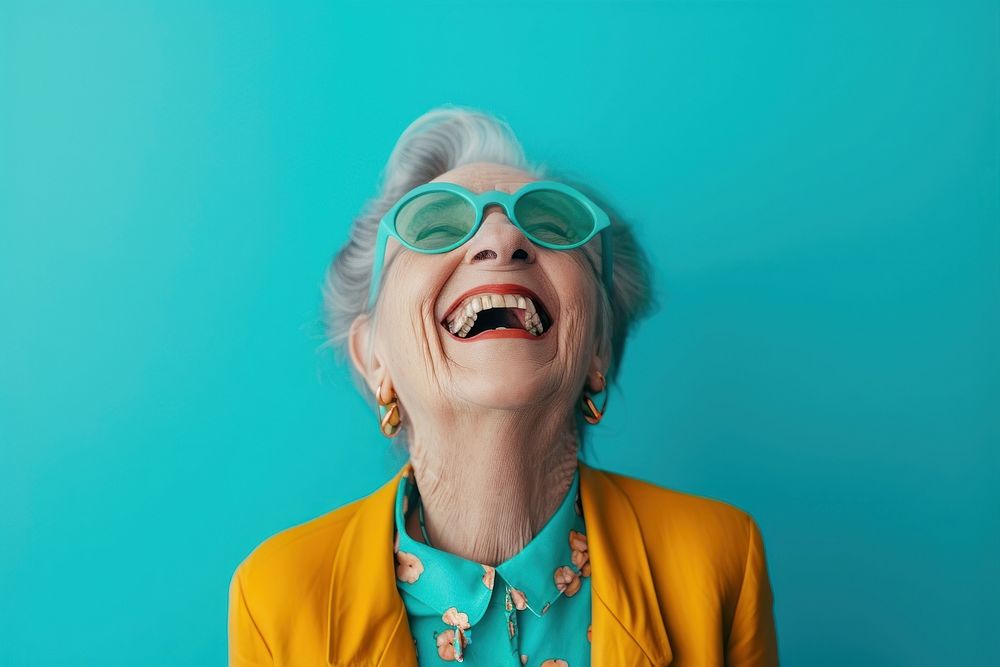 Old woman laughing smile adult joy.