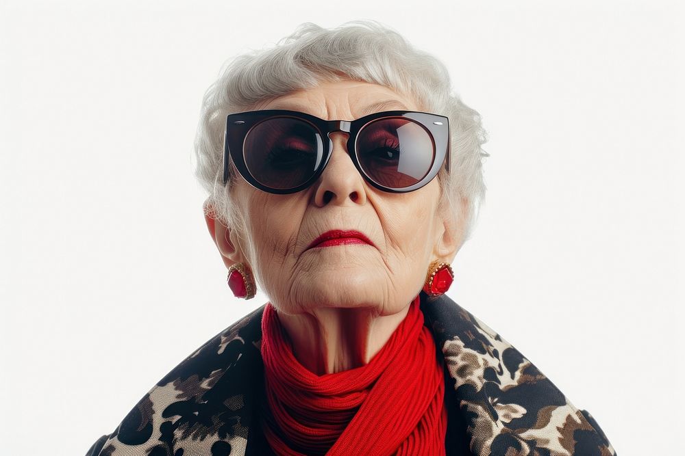 Old woman wearing sunglasses portrait adult photo.