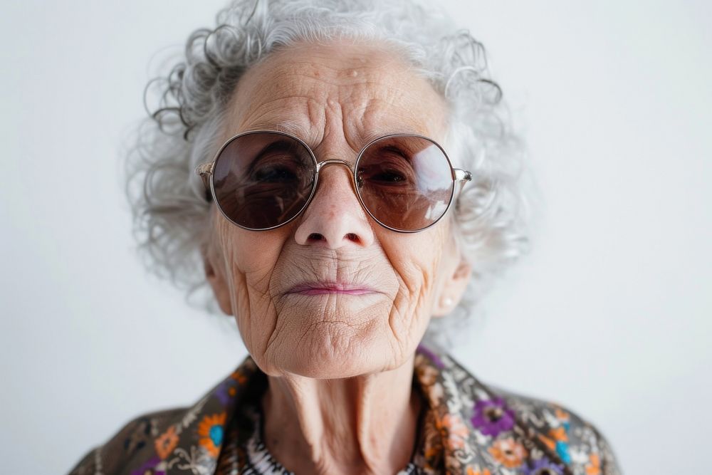 Old woman wearing sunglasses portrait adult photo.