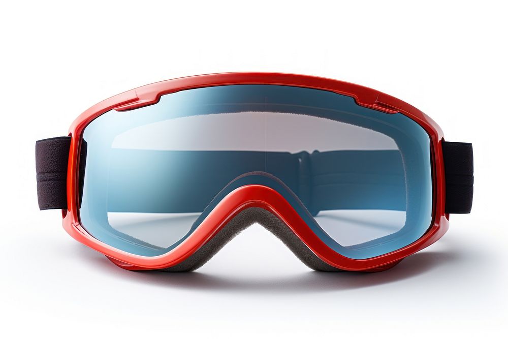 Ski Goggles goggles red white background.