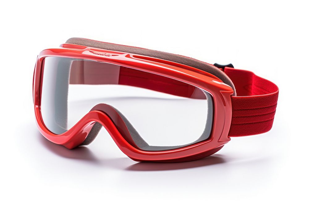 Ski Goggles goggles red white background.