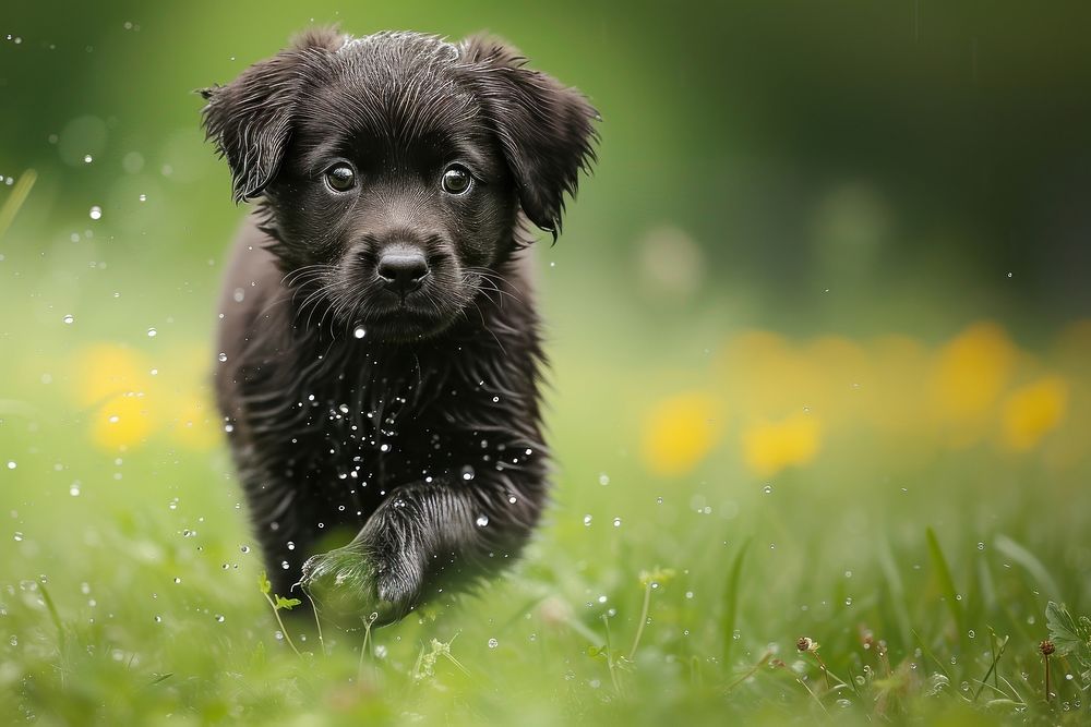 Cute puppy playing animal mammal grass.
