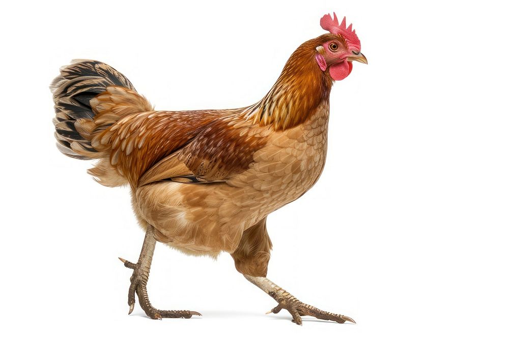 Running hen chicken poultry animal.