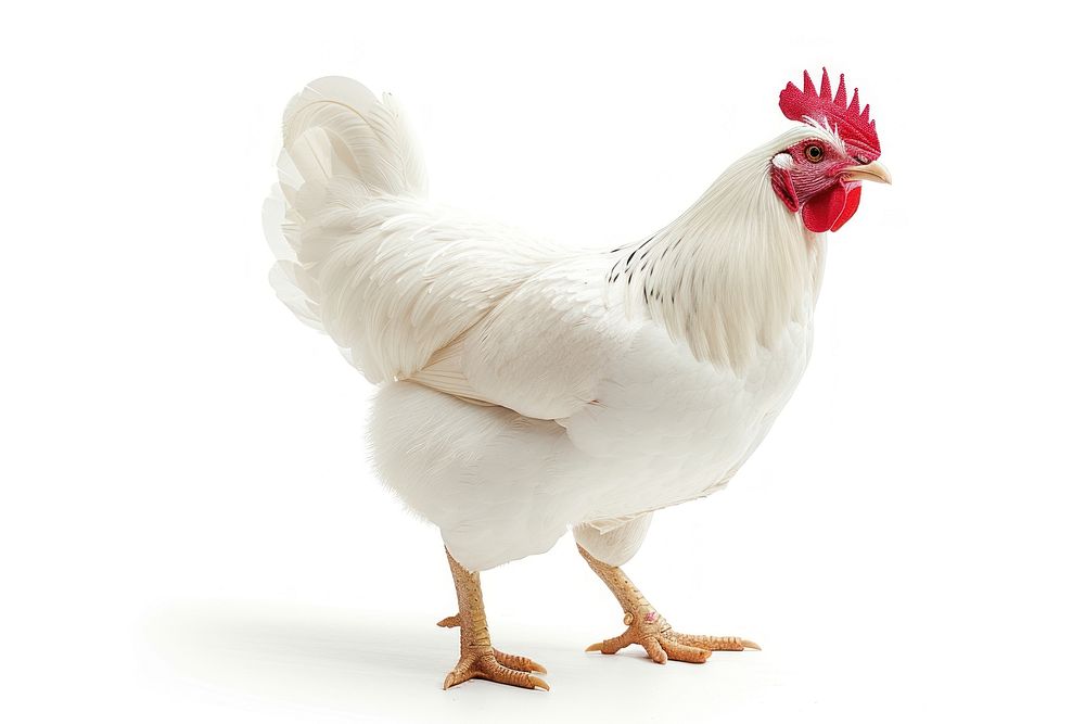 Single white chook hen chicken poultry animal.
