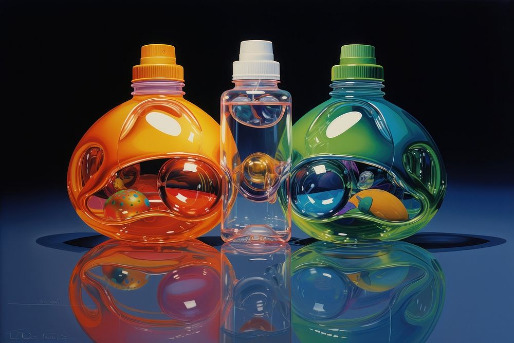A water bottle perfume container drinkware.