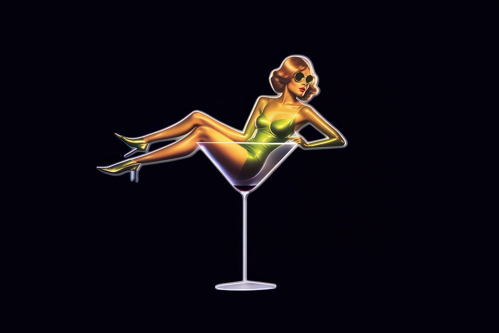 Woman sitting on a cocktail glass martini drink adult.