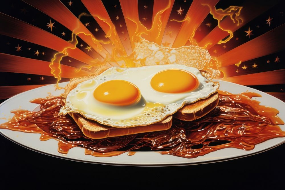 American breakfast plate food egg.