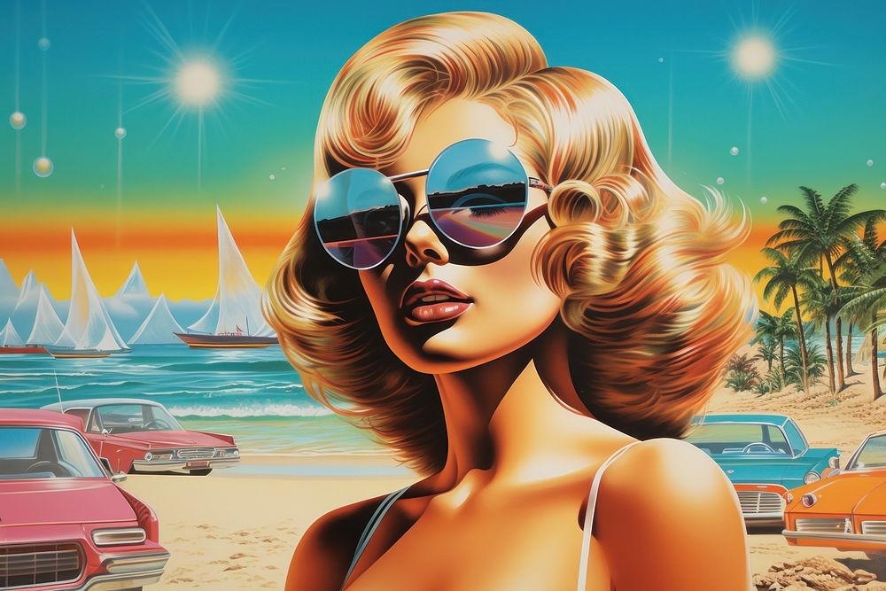 A beach art sunglasses portrait.