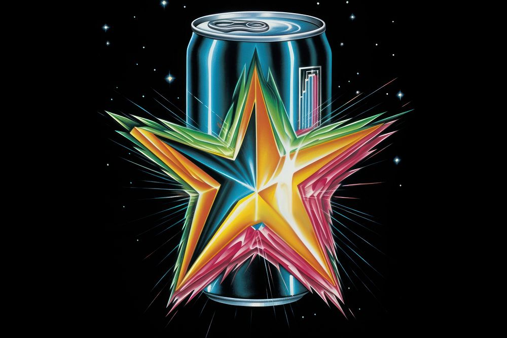Beer can star black background technology.