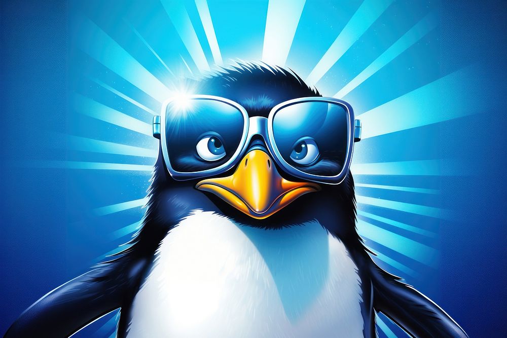 Penguin glasses animal bird.