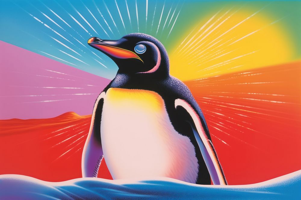 Penguin bird painting seabird.