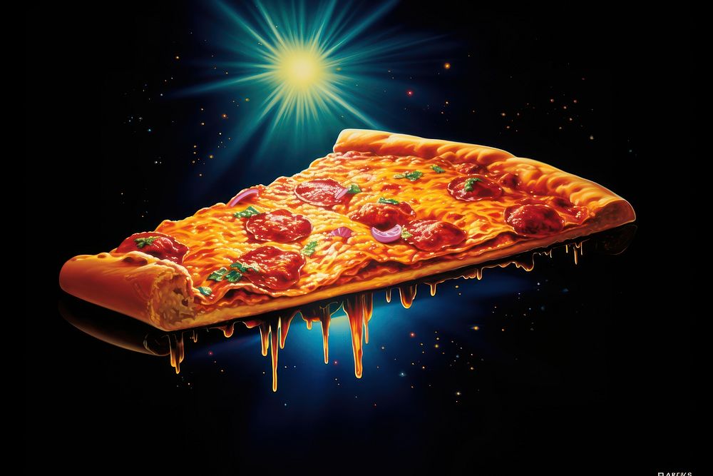 Pizza food black background advertisement.