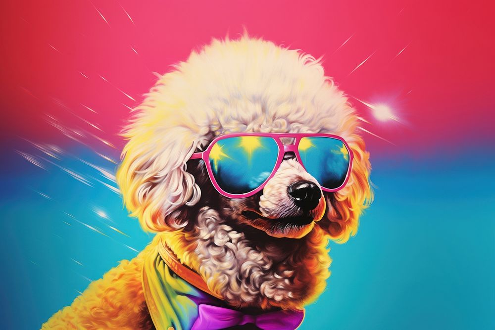 Poodle dog sunglasses mammal animal.