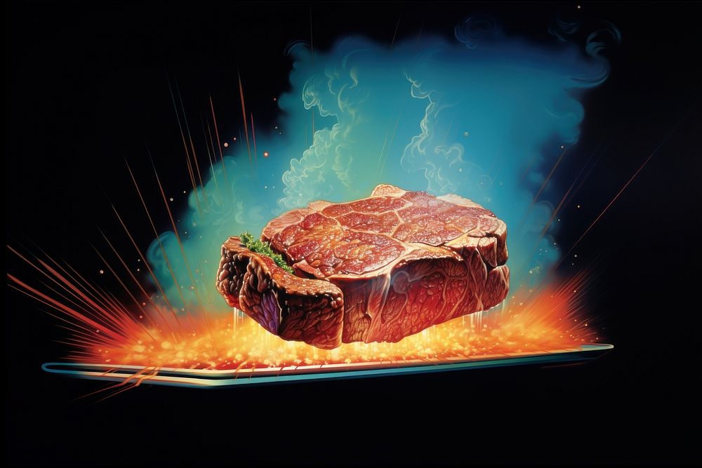 Steak grilling meat beef.