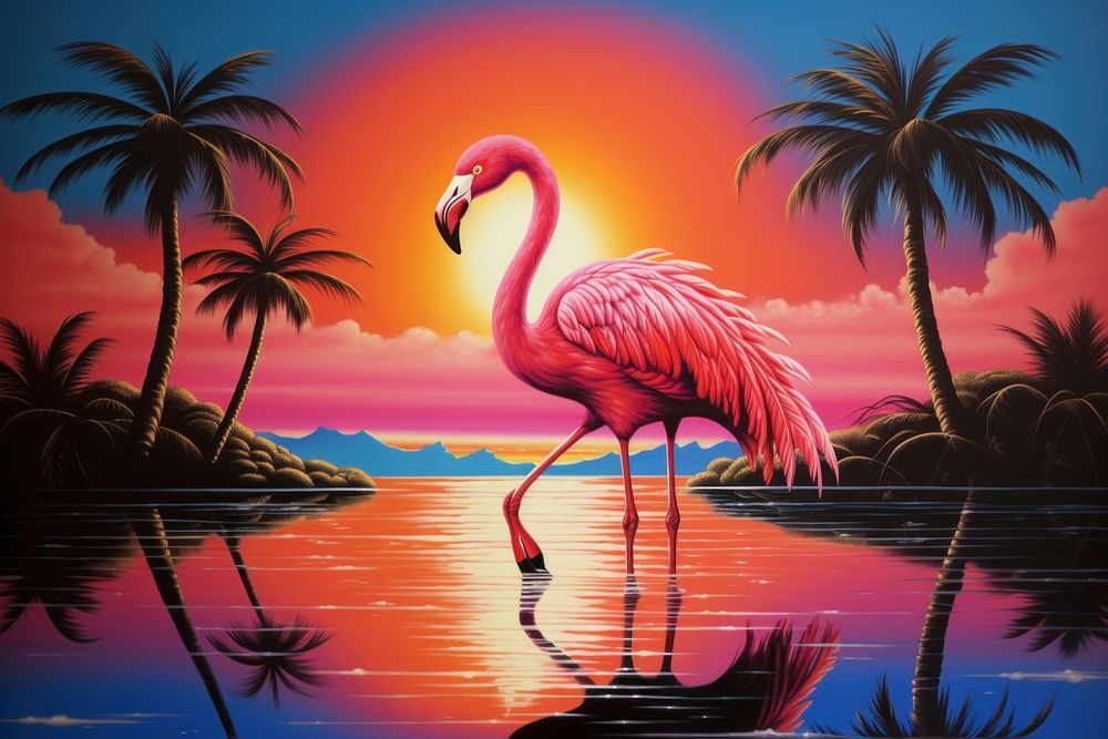Flamingo outdoors nature animal.