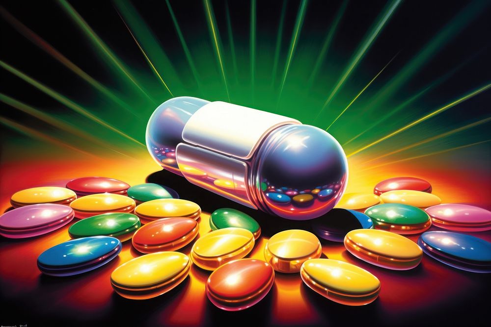 Pill light illuminated medication.