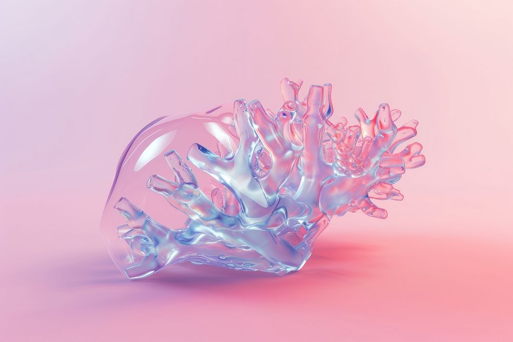 3d illustration in surreal abstract style of gradient coral transparent underwater jellyfish.