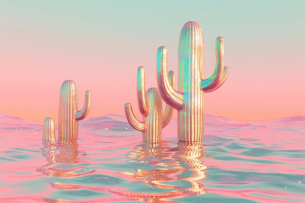 3d illustration in surreal abstract style of cactus outdoors nature plant.