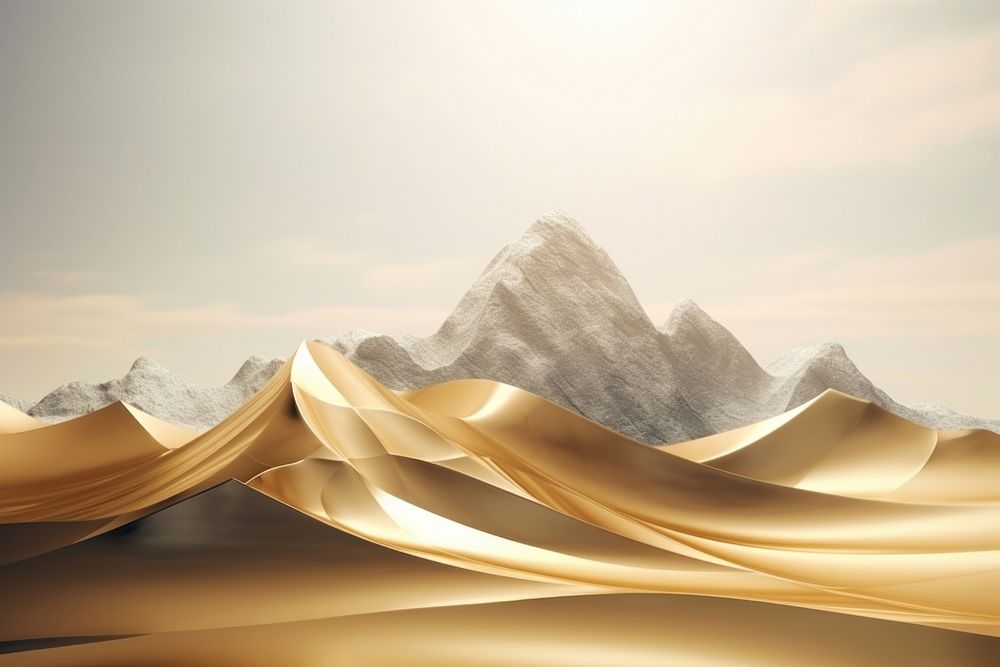 3d illustration in surreal abstract style of mountain landscape panoramic outdoors.