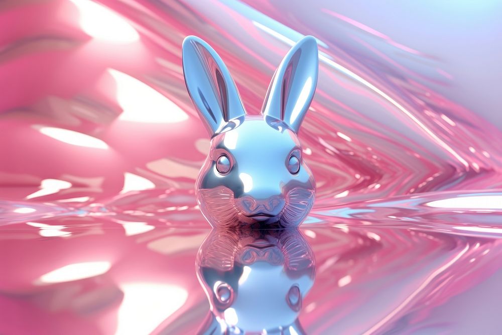 3d illustration in surreal abstract style of bunny animal mammal purple.
