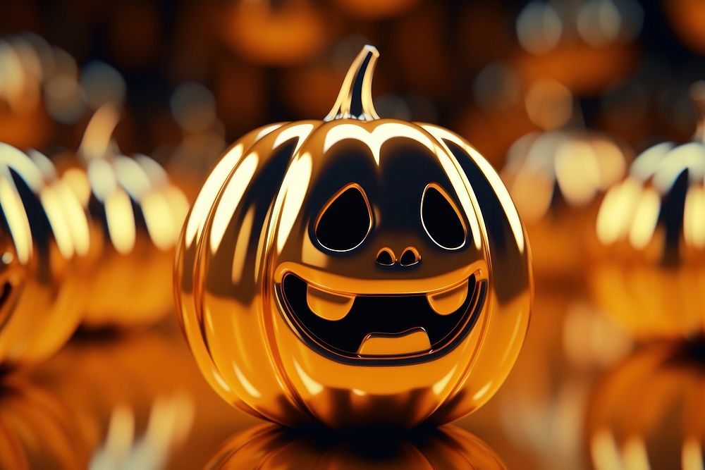3d illustration in surreal abstract style of halloween anthropomorphic jack-o'-lantern representation.