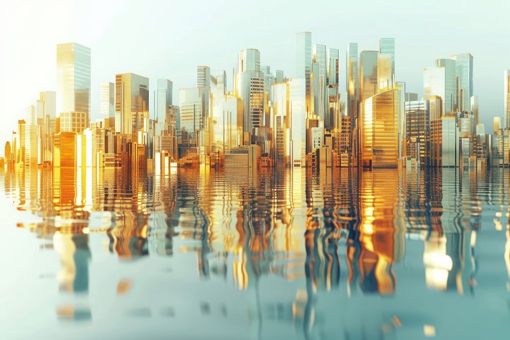 3d illustration in surreal abstract style of city architecture backgrounds metropolis.