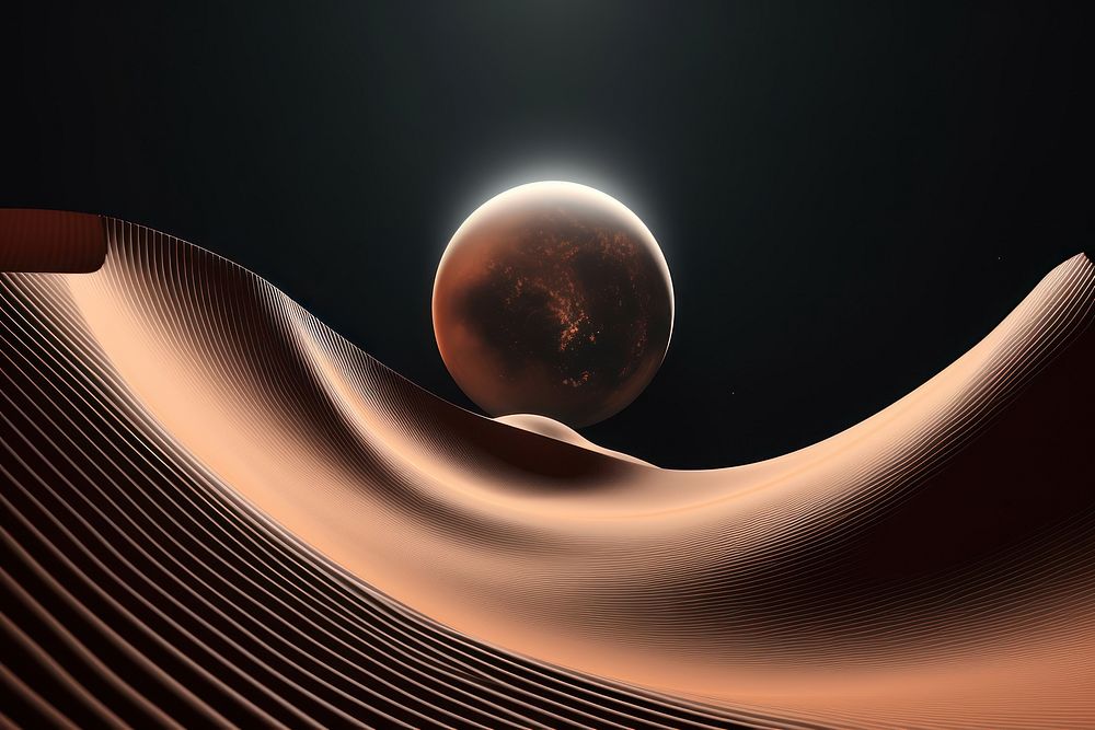 3d illustration in surreal abstract style of moon astronomy nature space.