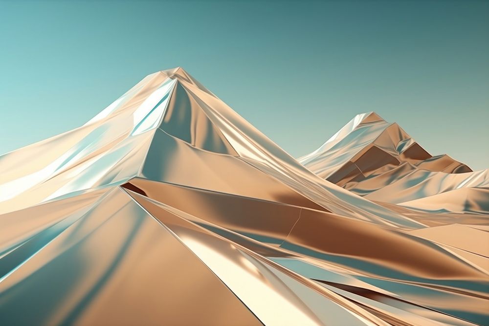 3d illustration in surreal abstract style of mountain nature tranquility landscape.