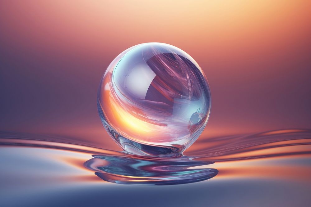 3d illustration in surreal abstract style of planet sphere glass transparent.
