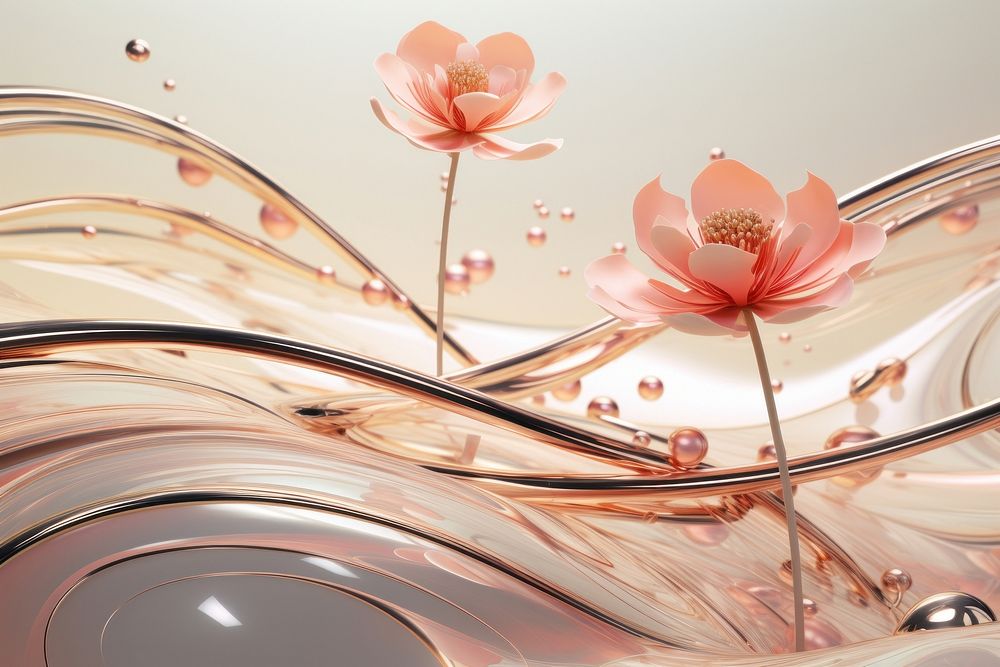 3d illustration in surreal abstract style of japanese elements pattern flower petal.