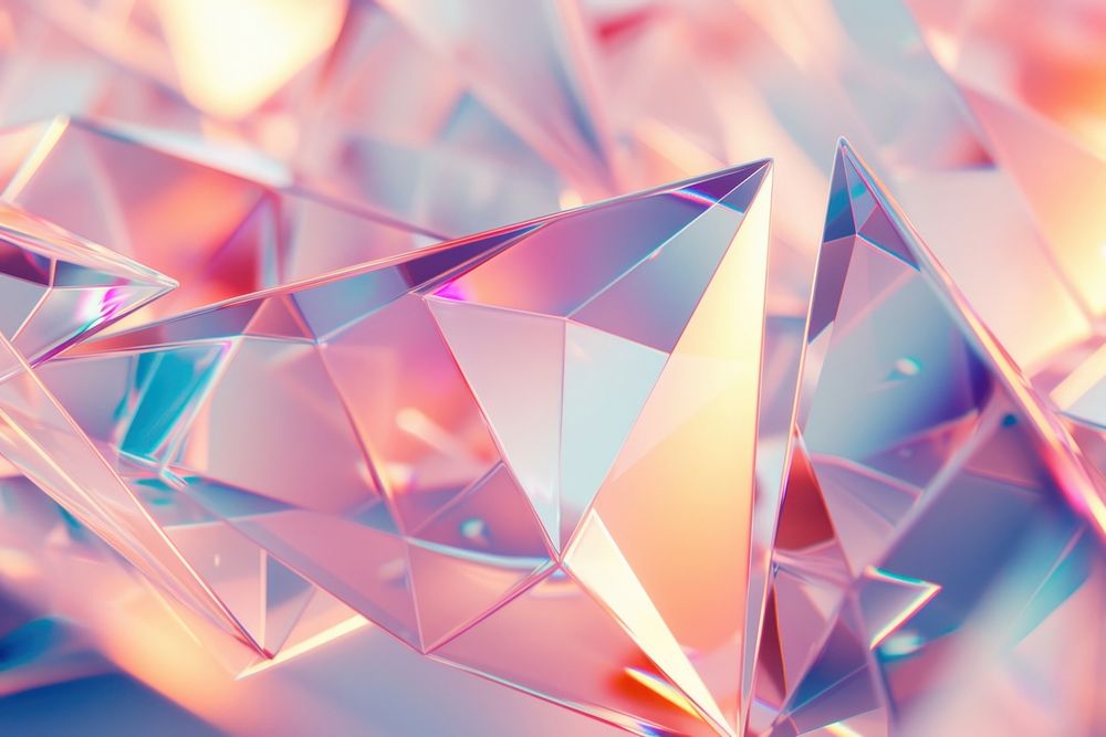 3d illustration in surreal abstract style of triangles backgrounds crystal accessories.